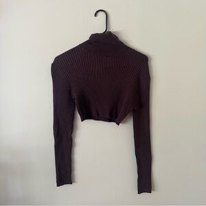 Brown Ribbed Turtle Neck Sweater (Size M)